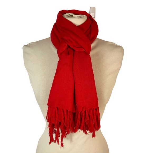 Bali Collection Long Scarf with fringe Red Scarf Shall Sarong wrap 64 in. - Picture 2 of 13